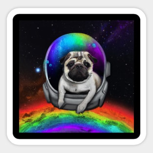 Rainbow Astronaut Pug Sticker